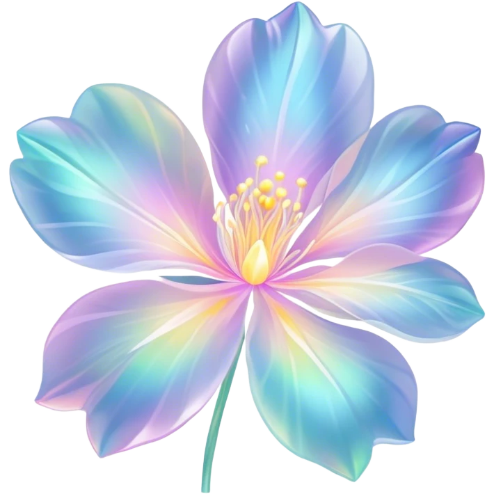 Pastel iridescent transparent luminescent aesthetic flower emoji
