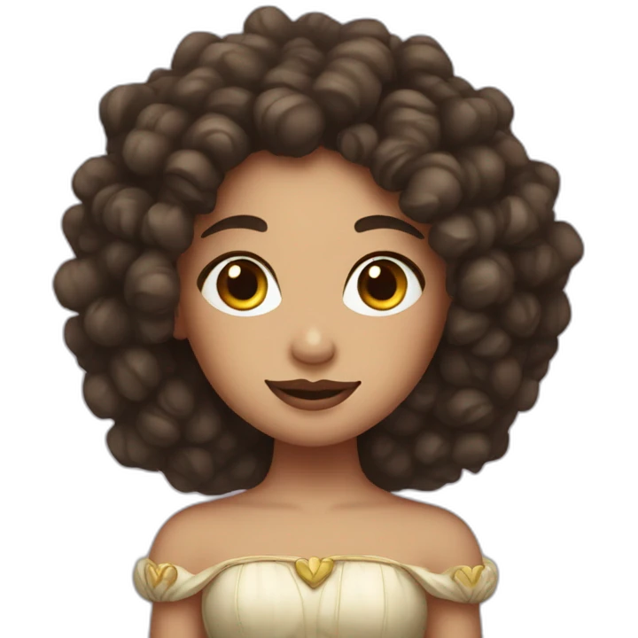 Potato princess with dark curly hair and fair skin emoji