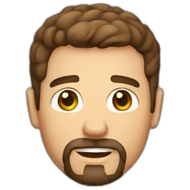man with round face short brown hair bushy goatee emoji