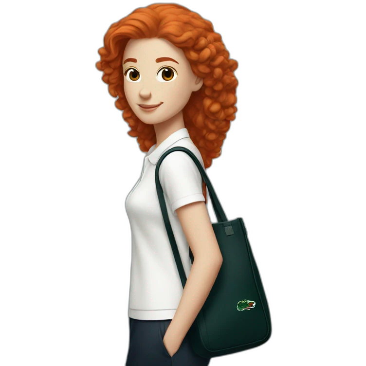Black Lacoste bag girl redhead emoji