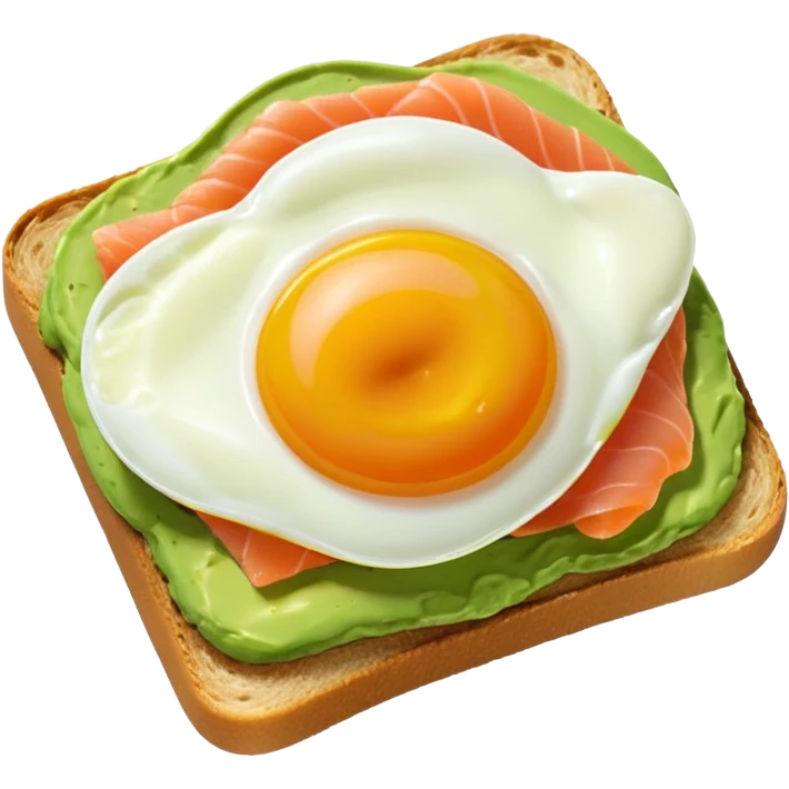 avocado toast with salmon and eggs, under green cream  emoji