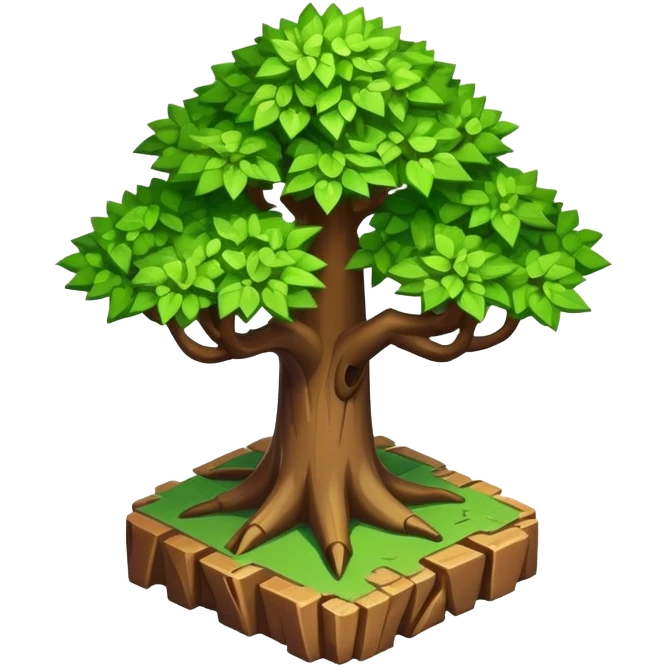 StarCraft-inspired, isometric rugged small tree emoji