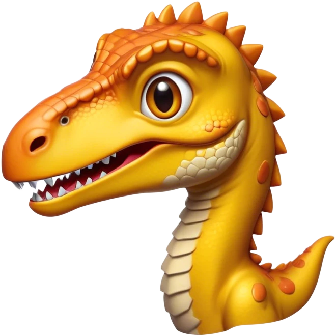 Cinematic Cute Velociraptor Portrait Emoji, Head tilted playfully with a mischievous grin, featuring a compact, agile form with bright, sparkling eyes and a slightly curved snout full of playful charm, Simplified yet irresistibly adorable features, highly detailed, glowing with a warm, inviting prehistoric glow, high shine, affectionate and lively, stylized with a touch of whimsical dinosaur mischief, soft glowing outline, capturing the essence of a mischievous yet endearing Velociraptor that seems as if it could dart out of the screen into your arms! emoji