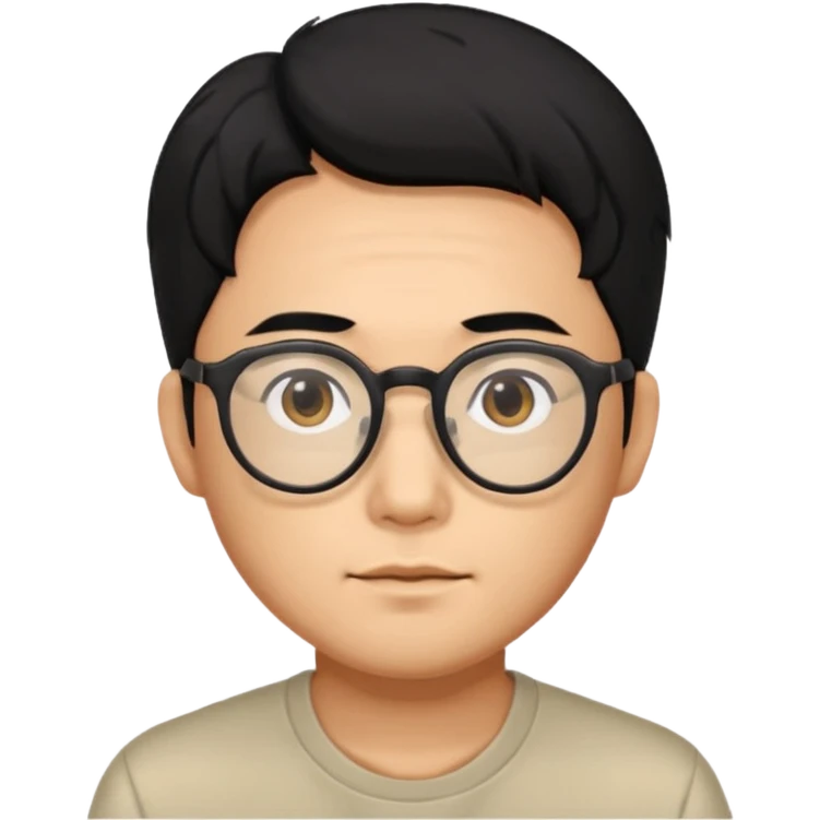 Korean man, black hair, glasses emoji