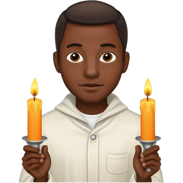 black man holding candles emoji