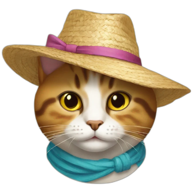 cat wearning strawhat emoji