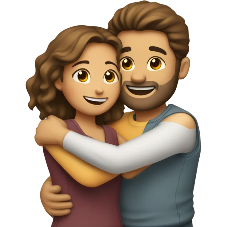 couple hug with warm smiles emoji