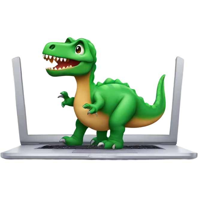 Dinosaur on a laptop emoji