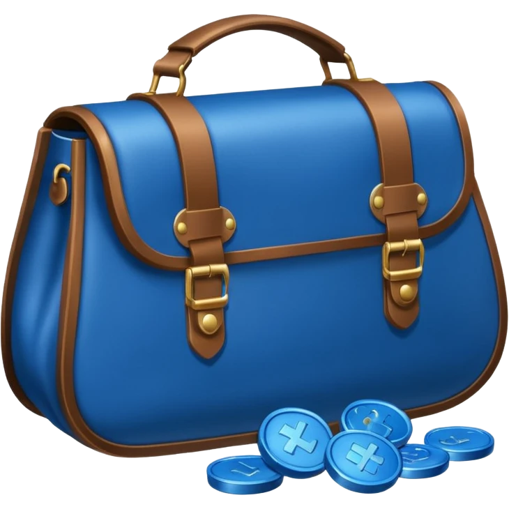 blue coins inside a leather bag  emoji