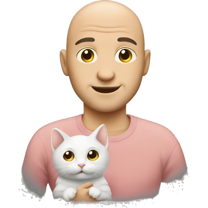 Bald man with kitten emoji