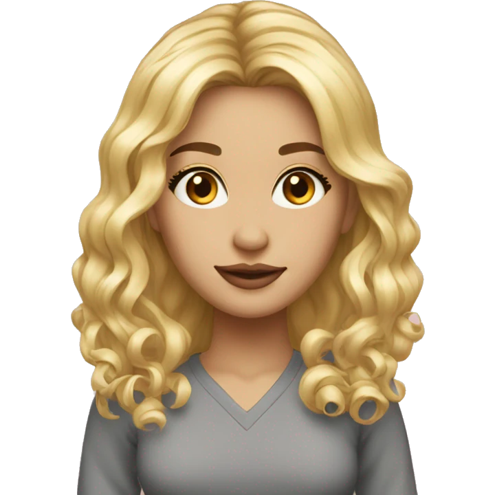 blond-midi lenght hair full mody emoji