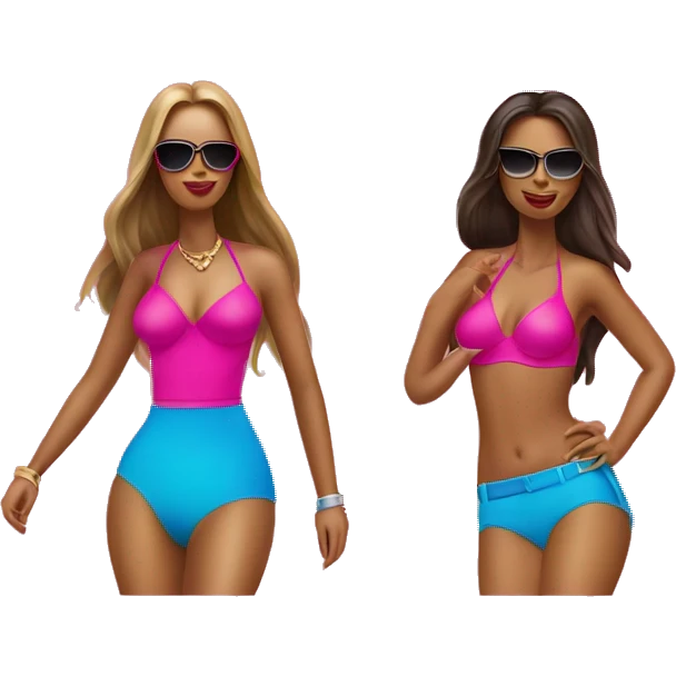 two women in bikinis with 6 inch hot pink heels and birkin bags emoji
