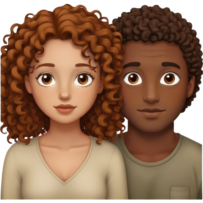 Chico moreno novia de chica pelo rizada blanca y pecosa emoji