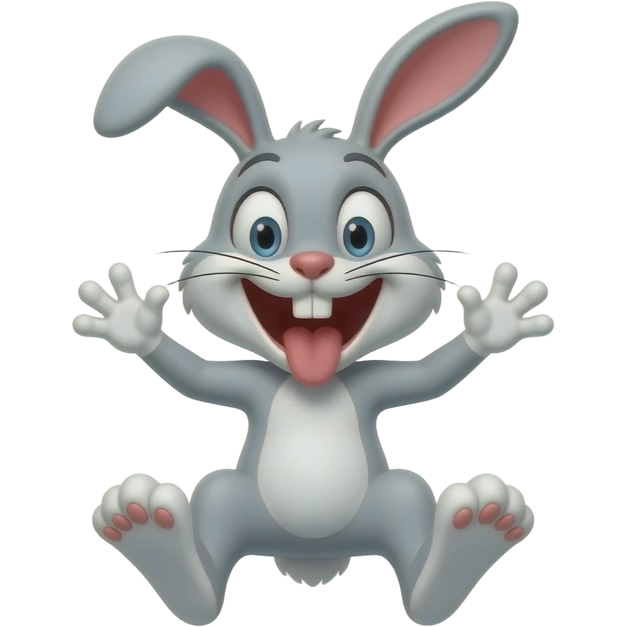 Rabbit with four feet on the floor and it's jumping but make it SUPER funny and evil emoji
