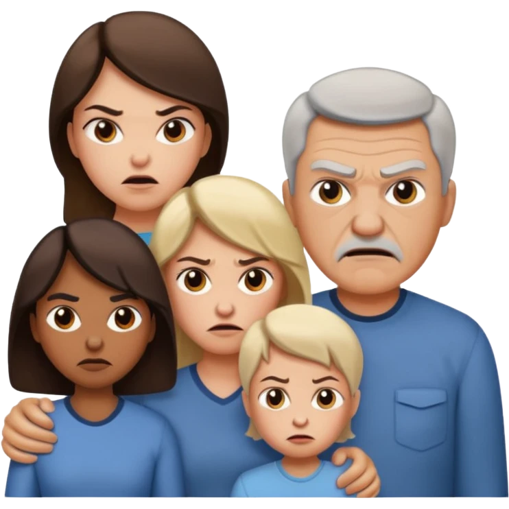 HAZ UNA FAMILIA GRITANDO, MI NOVIA, MI PAPA. MI MAMA Y YO. CARA DE GRITOS FUERTEES. QUE SE NOTE QUE GRITAN MOLESTOS emoji