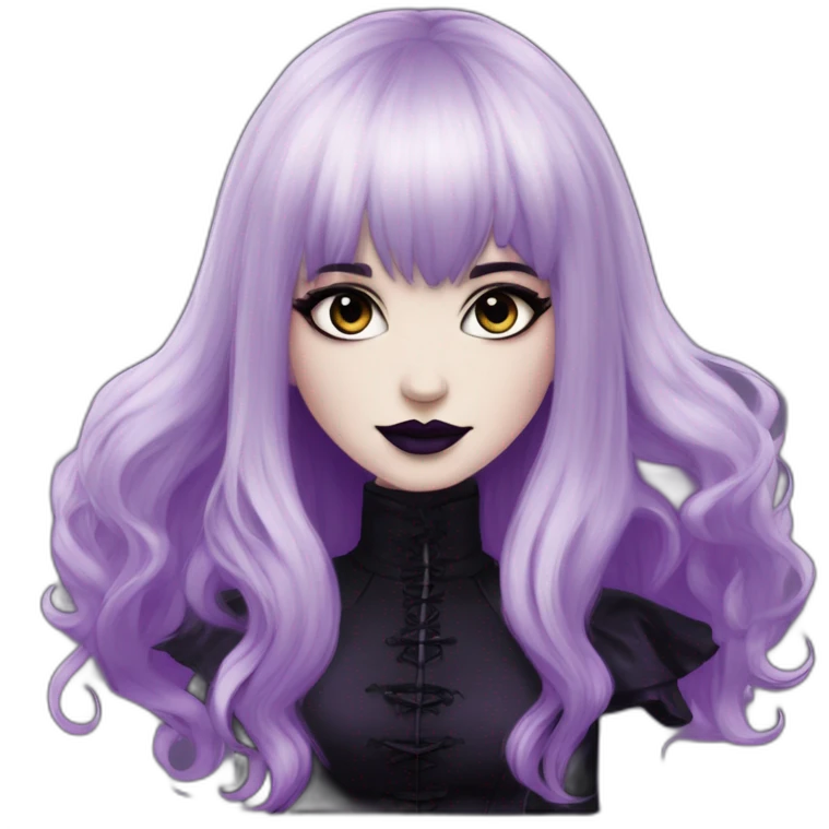 Elissabat -with bangs -long-hair-dark-plumpurple-and-black-vampire-goth-makeup-pinkeyes-romanticgothcloses emoji