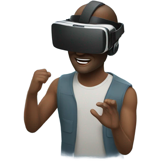Man playing VR emoji