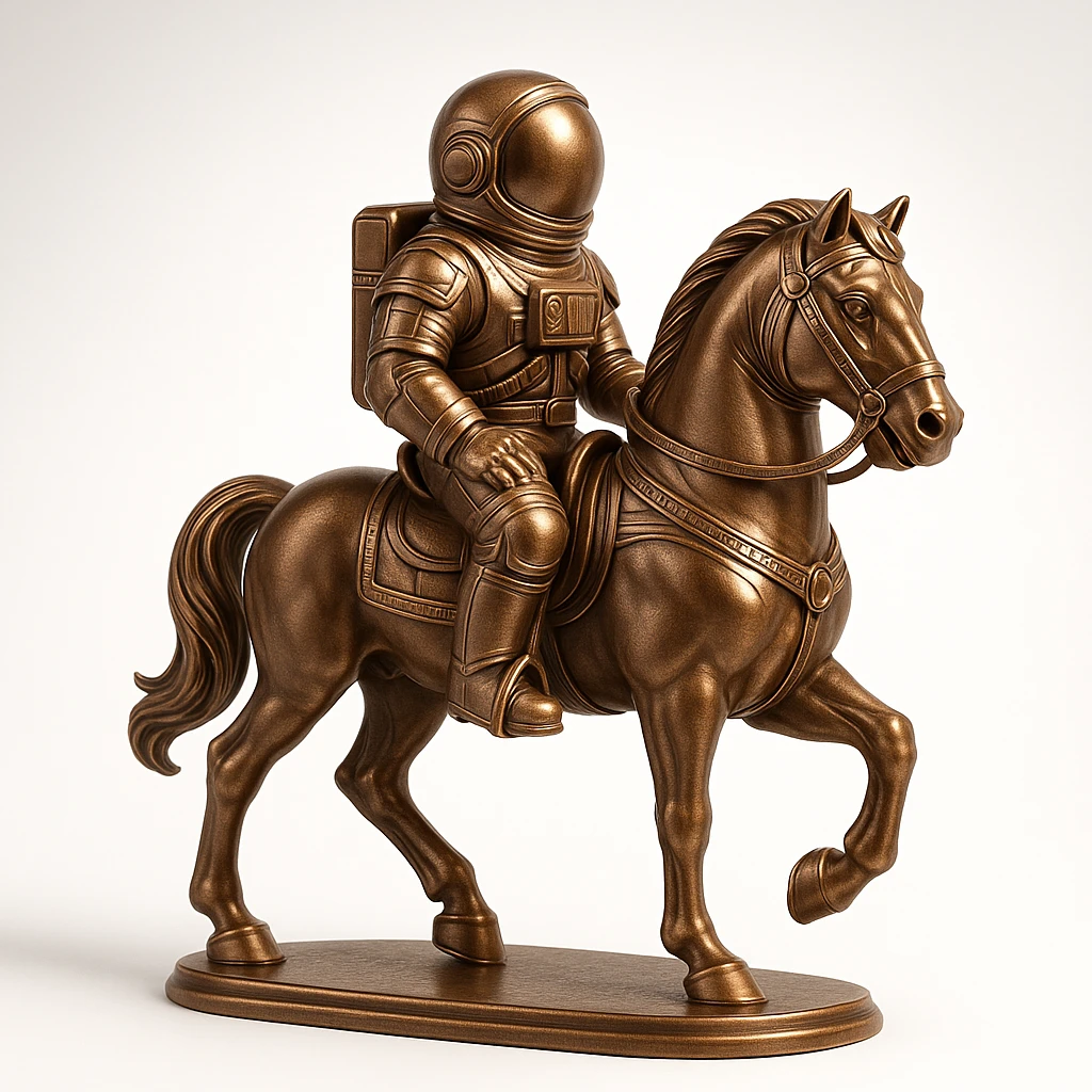 astronaut on horseback with stars in background emoji