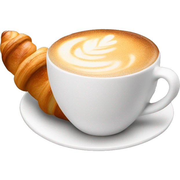 Cup of cappuccino with croissant emoji