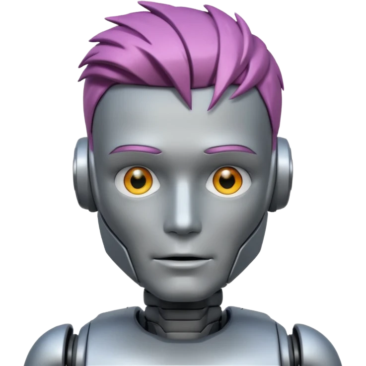 male robot with different color hair like 3rd picture, emoji