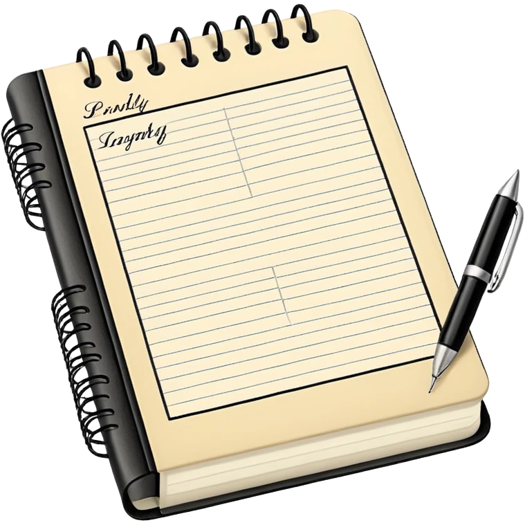 daily planner agenda cream leather with open page and pen emoji