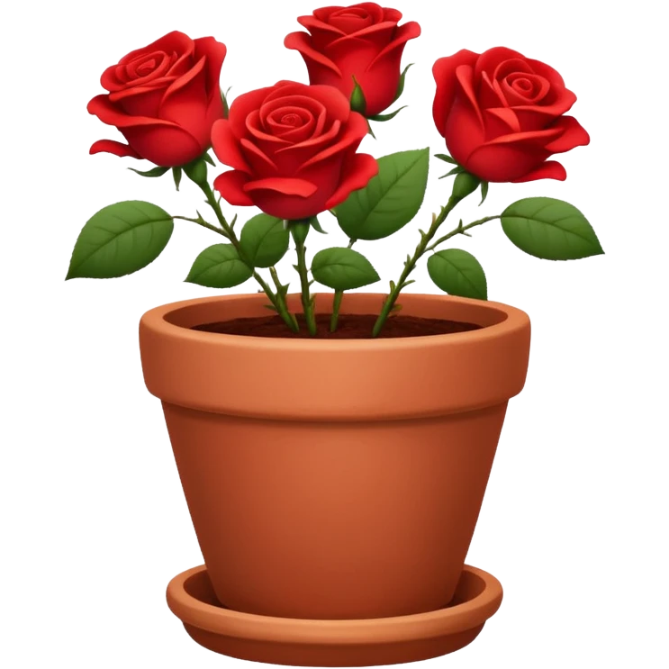 flower pot with red rose flowers emoji