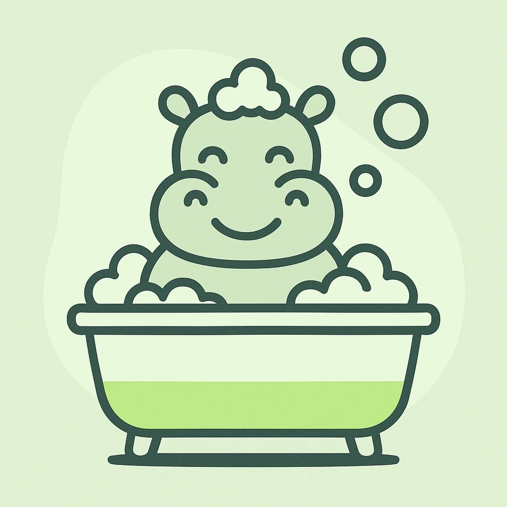 happy hippo with bubbles in bathtub emoji