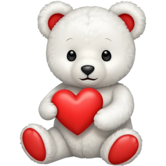 white teddy bear hold red heart emoji