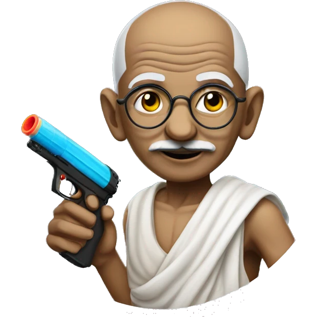 gandhi with a watergun emoji