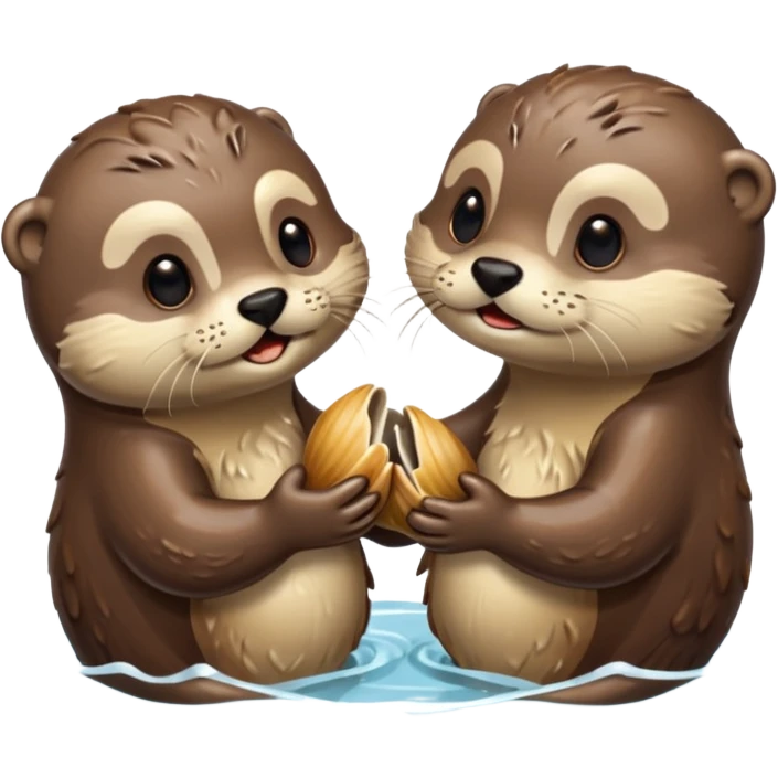 two otters fighting over a clam emoji