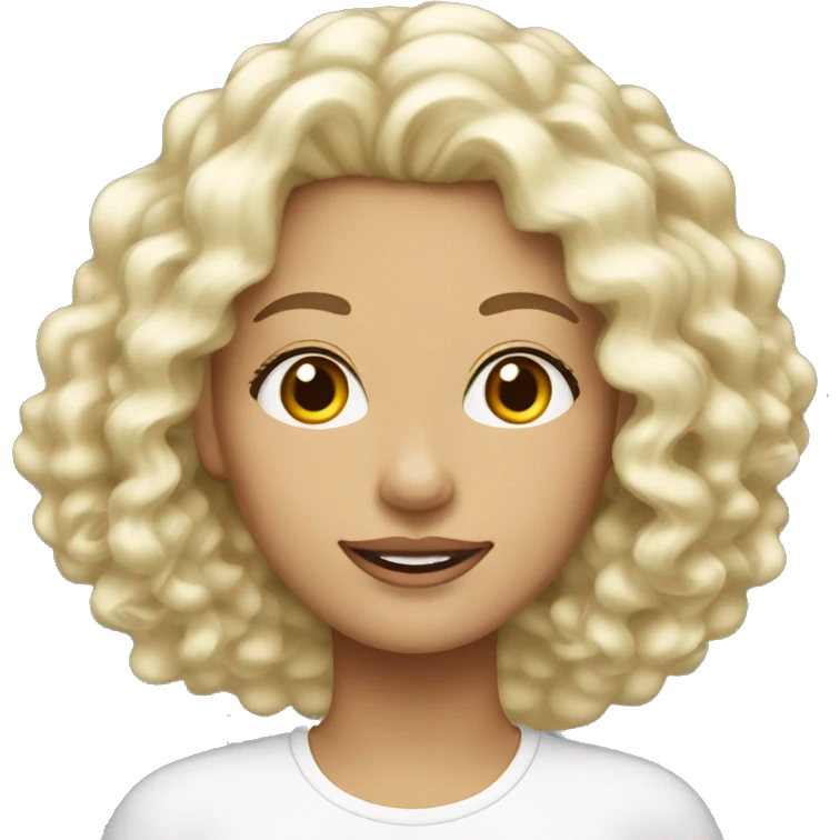 femme blanche cheveux blond foncé très bouclés emoji
