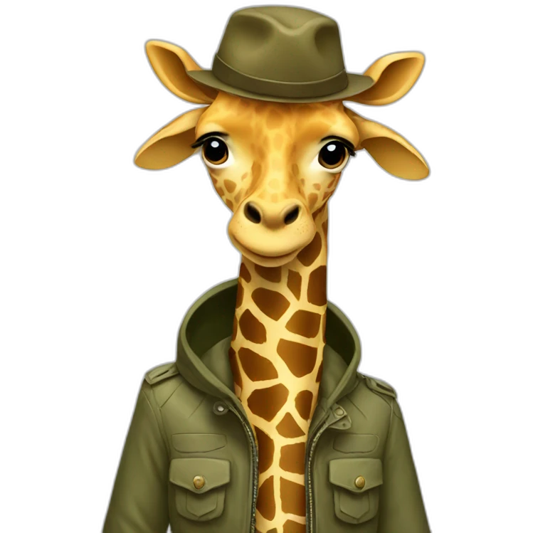 Giraffe with hat and jacket emoji