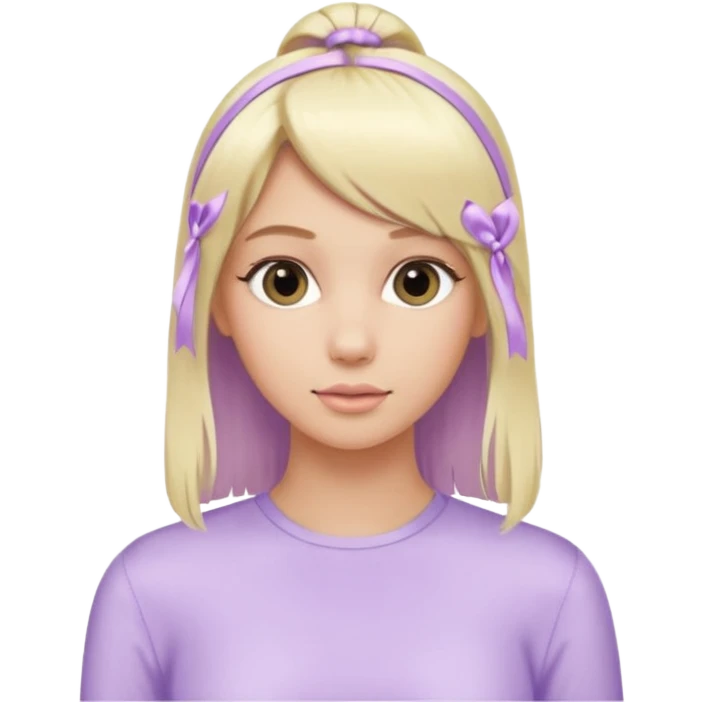 pastel lilac satin hair tie worn on blonde hair emoji