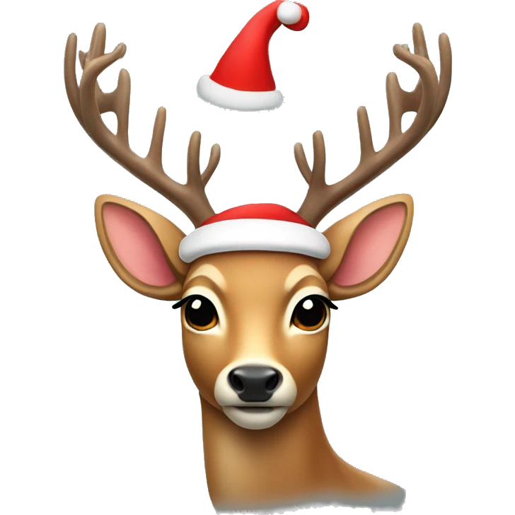 Deer with a santa clause hat  emoji