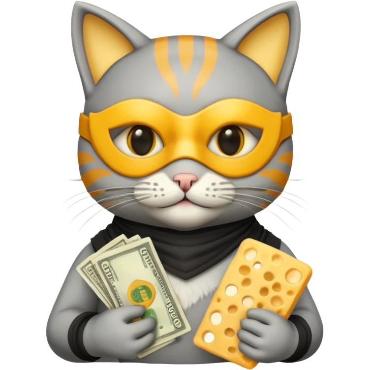 robber emoji with money cheese cat emoji