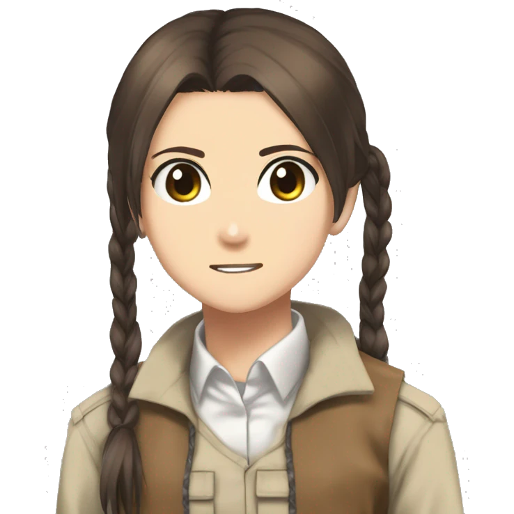 Sasha Braus brown hair in a ponytail brown eyes anime attack on titan emoji