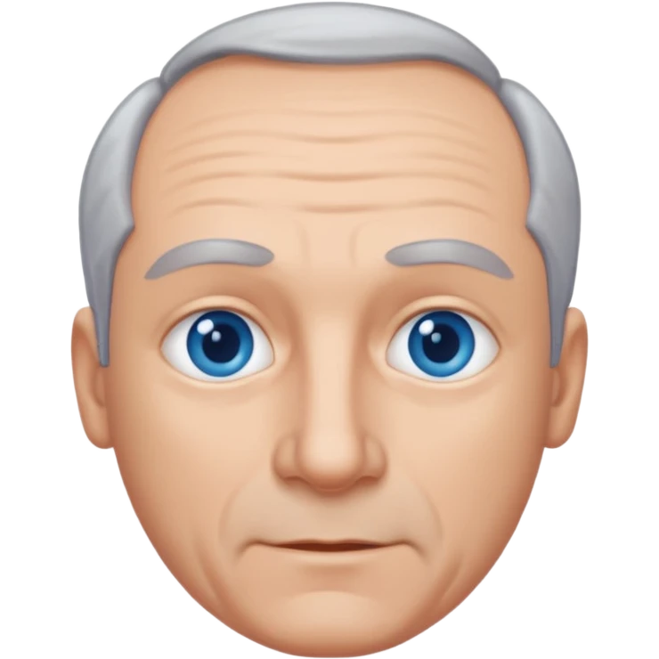 Middle aged man with receding grey hair and no beard, blue eyes emoji