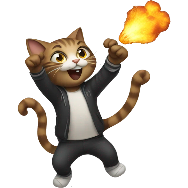 A cat throwing bombs emoji