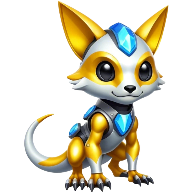 Shiny Epic Edgy Cute Colorful Vibrant Modern Vernid-Protogen-creature-animal, full body emoji