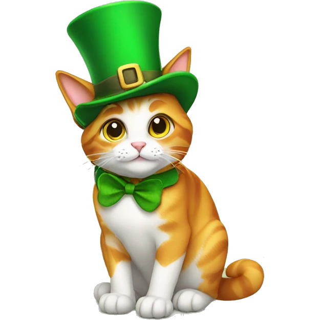 Cat with a  Leprechaun hat emoji