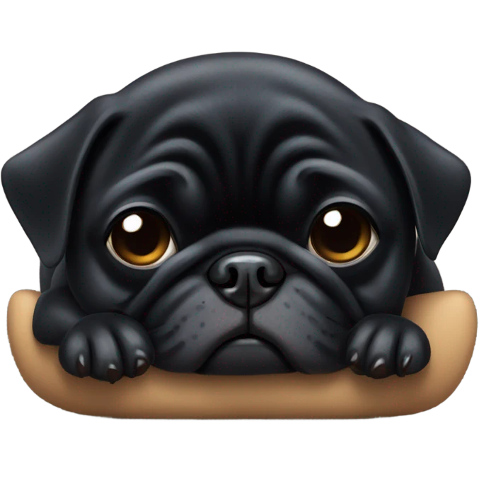 Black pug asleep with eyes closed emoji