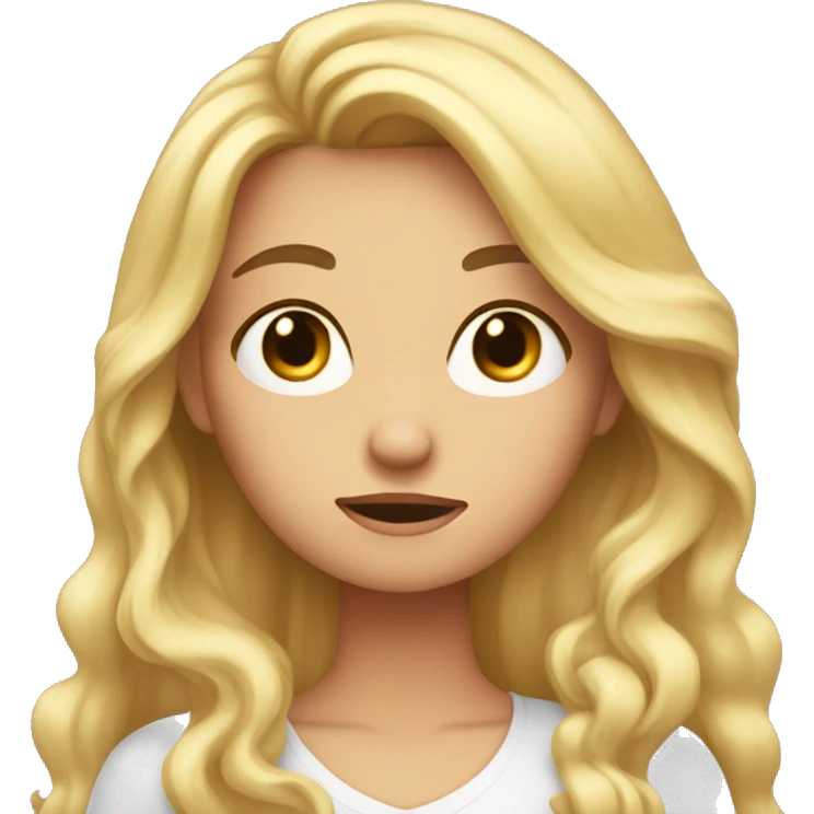 Woman with blond long hair, hand held under her chin, rolling her eyes impatiently  emoji