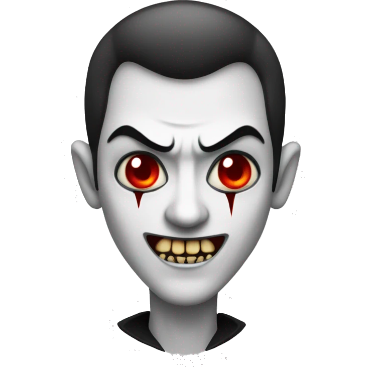 Vampire with red eyes, white skin and sharp teeth emoji
