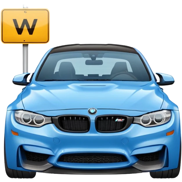 Make me an emoji with a blue bmw M3 and some kind of sign that says ‘W LZR’ emoji