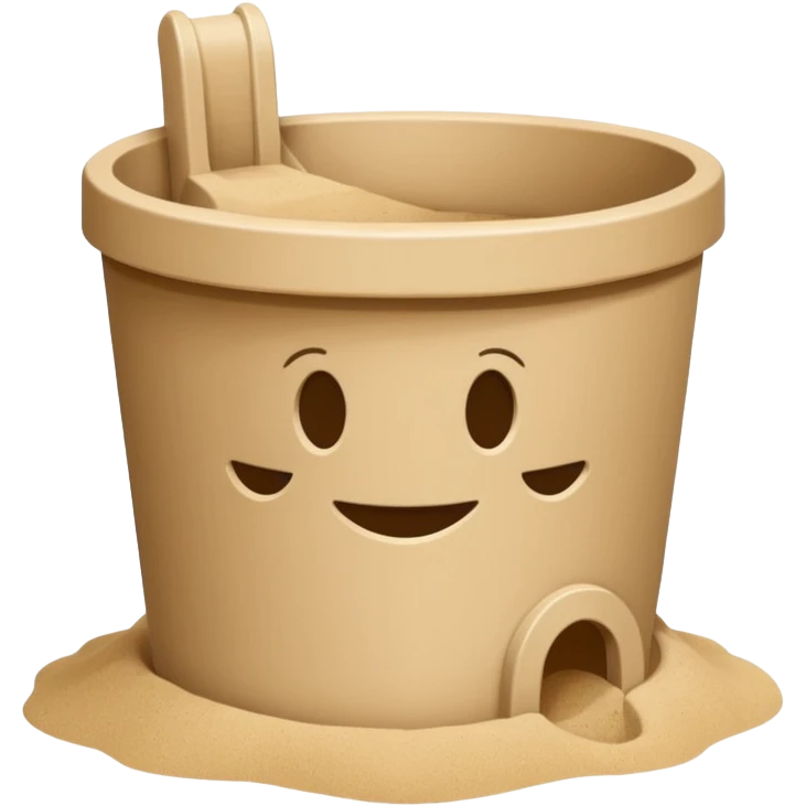 Bucket-shaped sand castle, made with an upside-down pail mold emoji