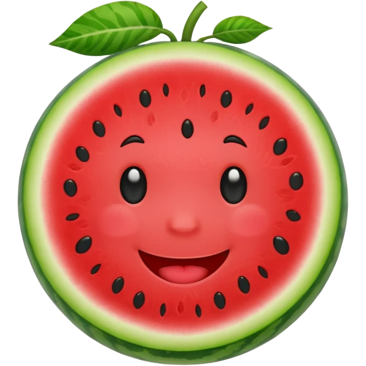 watermelon with a cute face emoji