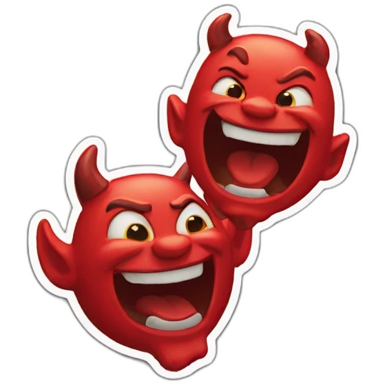 A combination of a laughing sticker and a devil sticker. emoji