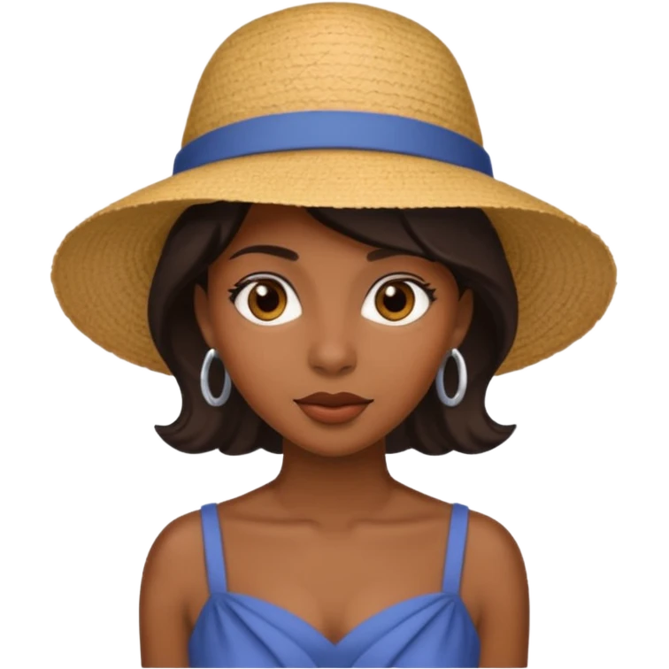 black woman with hat dress emoji