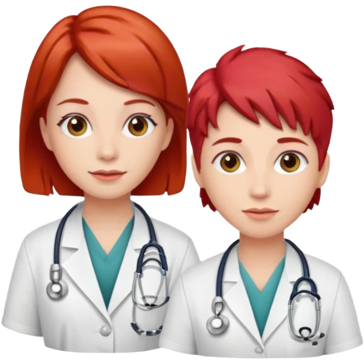 doctors wirh red hairclips emoji