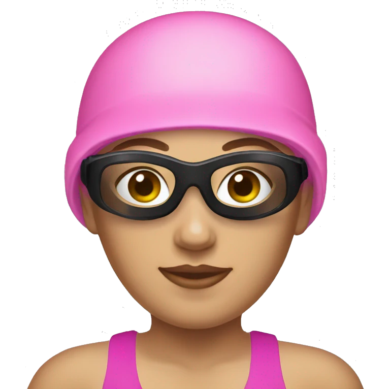 Lady pink swimming cap black googles emoji
